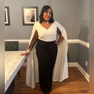 Black and White Eloquii Caped Jumpsuit